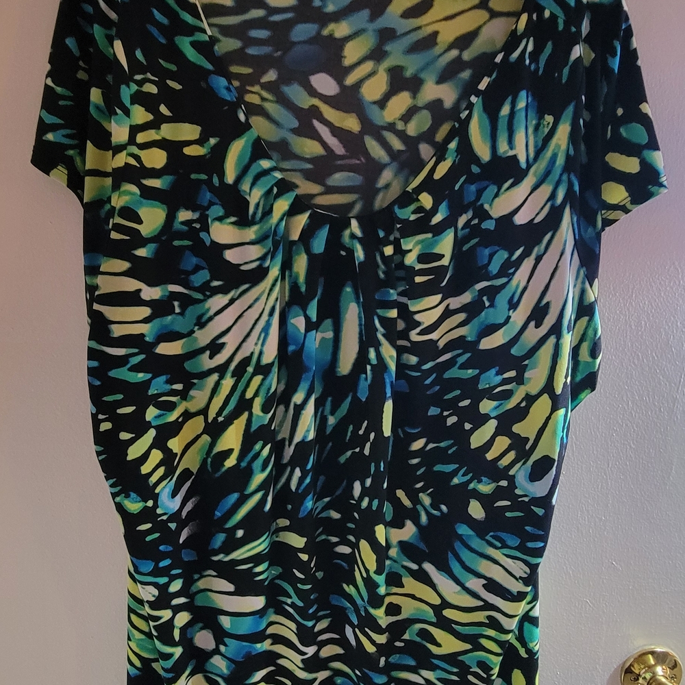 Worthington Blue and Green Short Sleeve Top